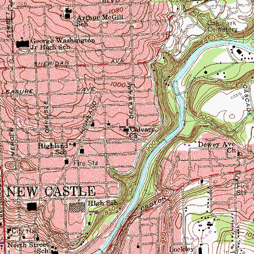 Topographic Map of Calvary Church, PA