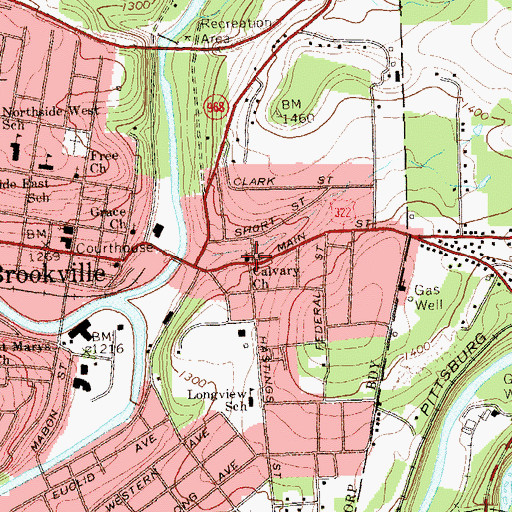 Topographic Map of Calvary Church, PA