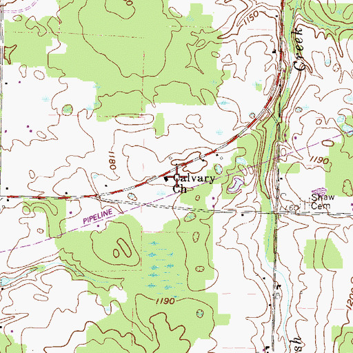 Topographic Map of Calvary Church, PA