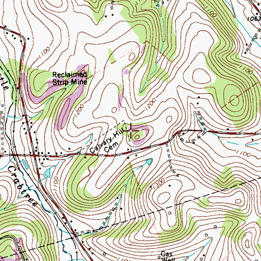 Topographic Map of Calvary Hill Cemetery, PA