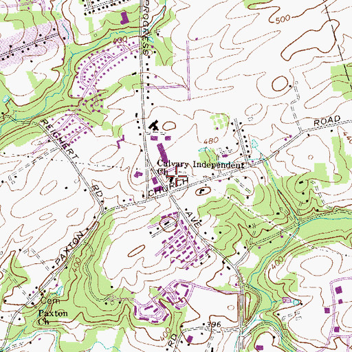 Topographic Map of Calvary Independent Church, PA