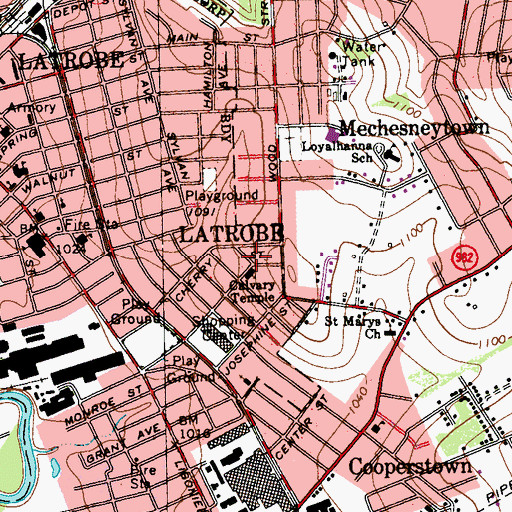 Topographic Map of Calvary Temple, PA