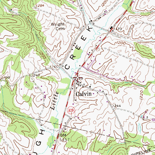 Topographic Map of Calvin, PA