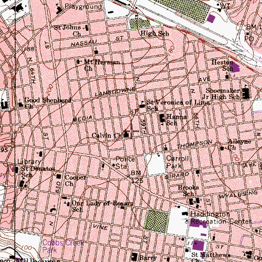 Topographic Map of Calvin Church, PA