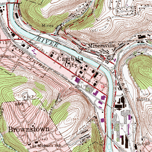 Topographic Map of Cambria City, PA