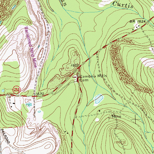 Topographic Map of Cambria Mills Cemetery, PA