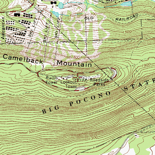 Topographic Map of Camelback Mountain, PA