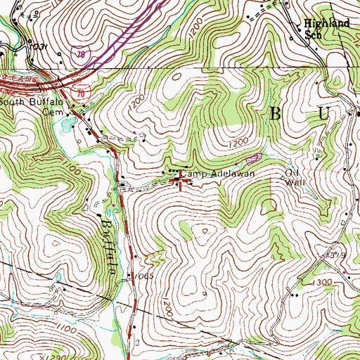 Topographic Map of Camp Adelawan, PA