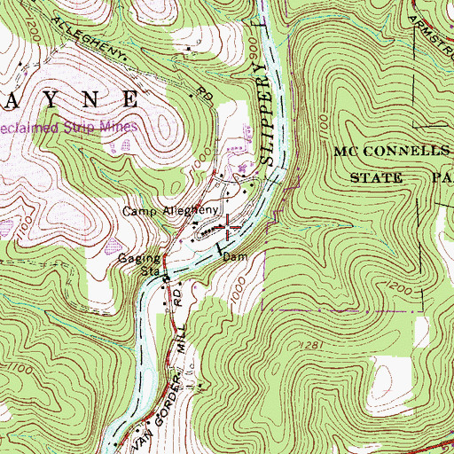 Topographic Map of Camp Allegheny, PA