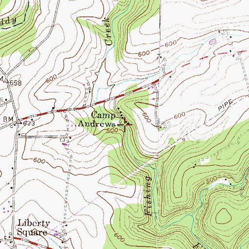 Topographic Map of Camp Andrews, PA