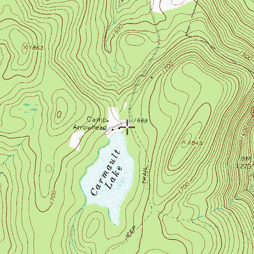 Topographic Map of Camp Arrowhead, PA