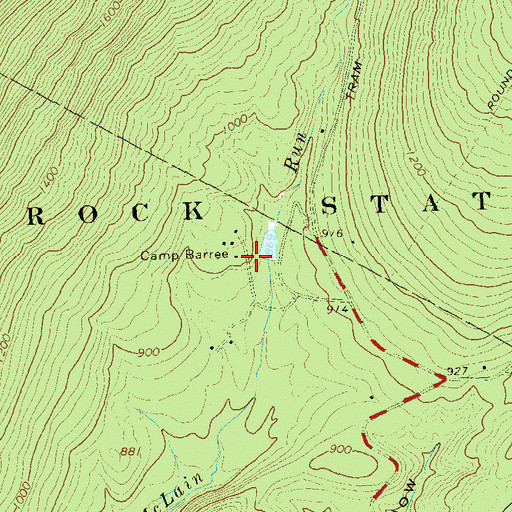 Topographic Map of Camp Barree, PA
