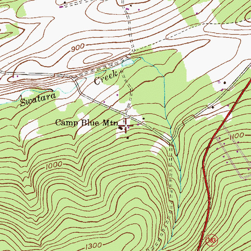 Topographic Map of Camp Blue Mountain, PA