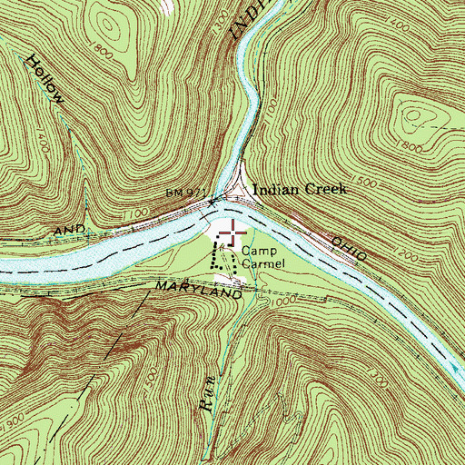 Topographic Map of Camp Carmel, PA