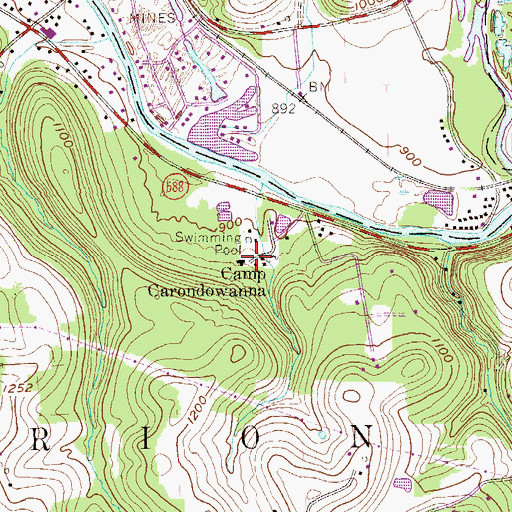Topographic Map of Camp Carondowanna, PA