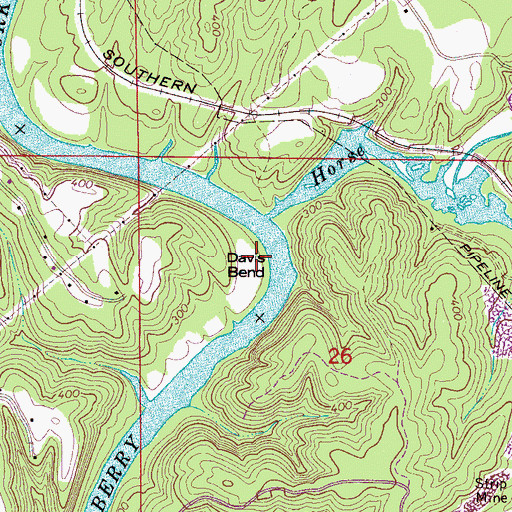 Topographic Map of Davis Bend, AL