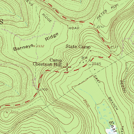 Topographic Map of Camp Chestnut Hill, PA