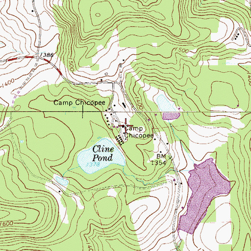 Topographic Map of Camp Chicopee, PA