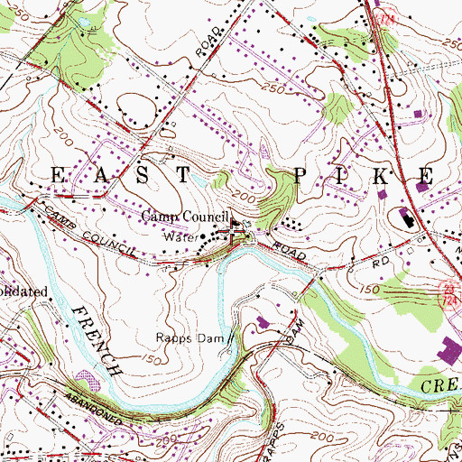 Topographic Map of Camp Council, PA