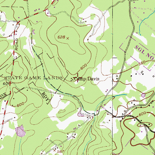 Topographic Map of Camp Davis, PA