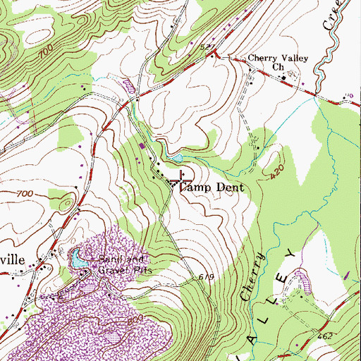 Topographic Map of Camp Dent, PA