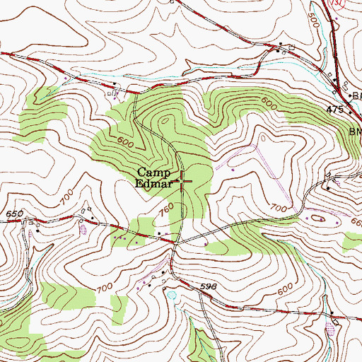 Topographic Map of Camp Edmar, PA