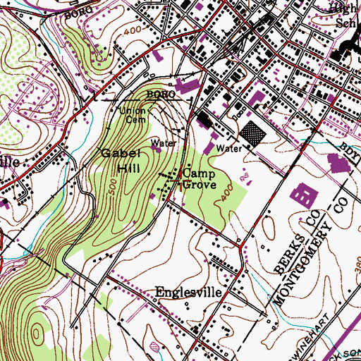 Topographic Map of Camp Grove, PA
