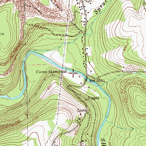 Topographic Map of Camp Hamilton, PA
