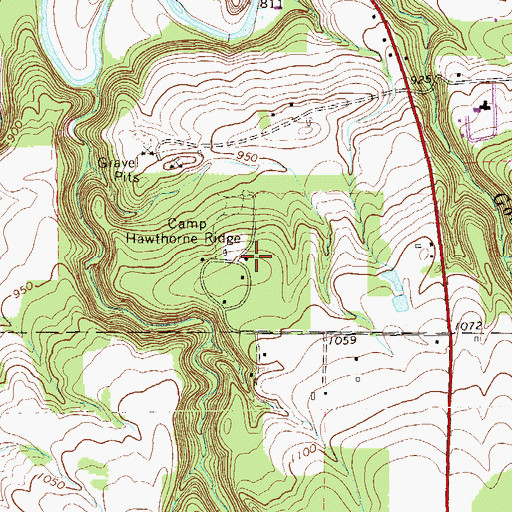 Topographic Map of Camp Hawthorne Ridge, PA