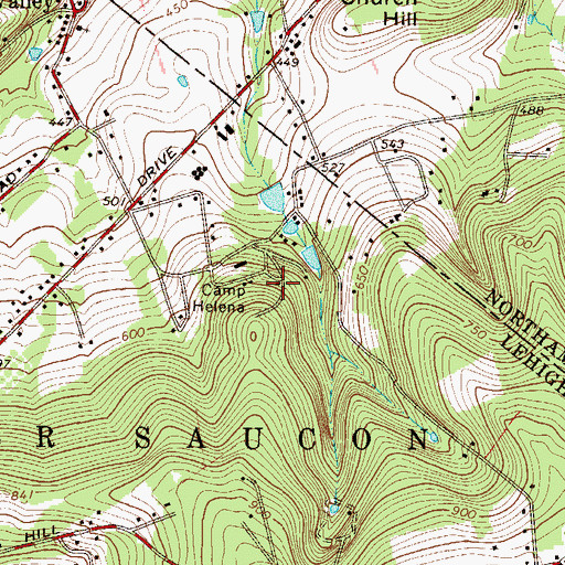 Topographic Map of Camp Helena, PA