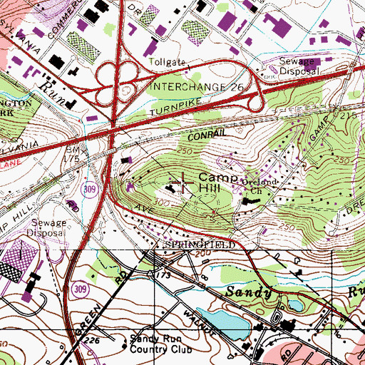 Topographic Map of Camp Hill, PA