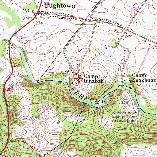 Topographic Map of Camp Innabah, PA