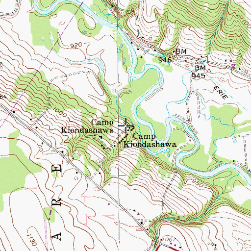 Topographic Map of Camp Kiondashawa, PA