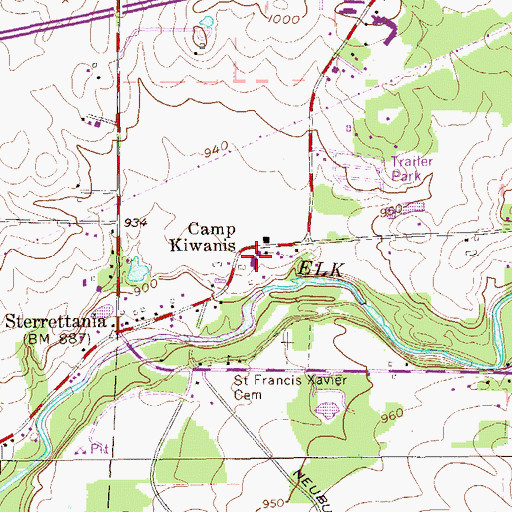 Topographic Map of Camp Kiwanis, PA