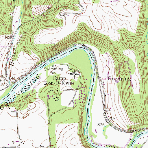 Topographic Map of Camp Kon-O-Kwee, PA
