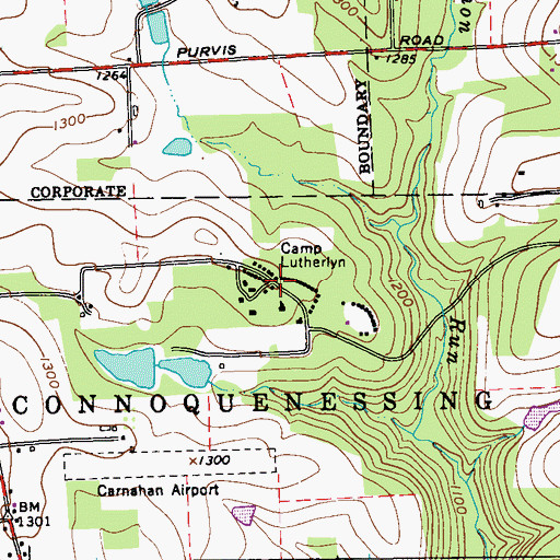 Topographic Map of Camp Lutherlyn, PA