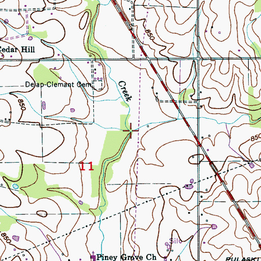 Topographic Map of Davis Branch, AL