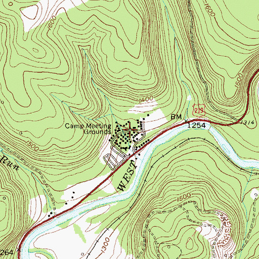 Topographic Map of Camp Meeting Grounds, PA