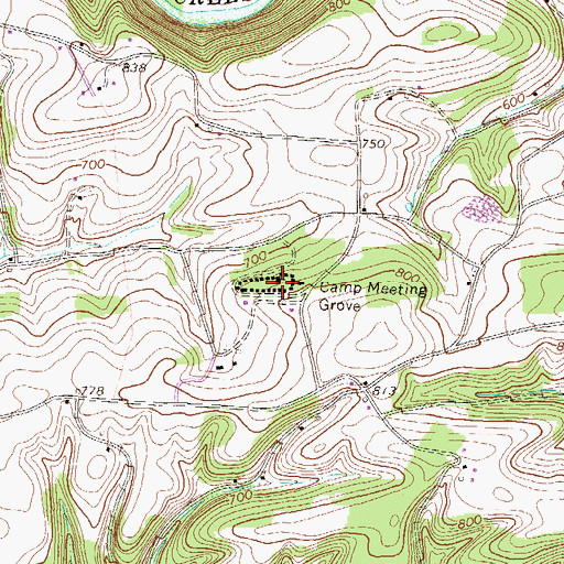 Topographic Map of Camp Meeting Grove, PA