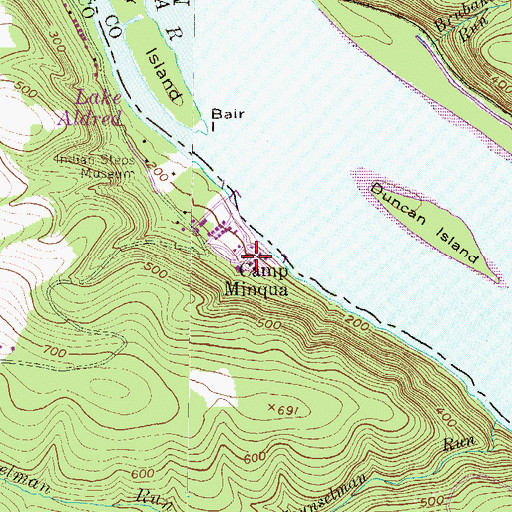 Topographic Map of Camp Minqua, PA