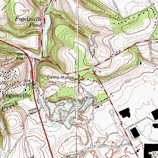 Topographic Map of Camp Moritz, PA
