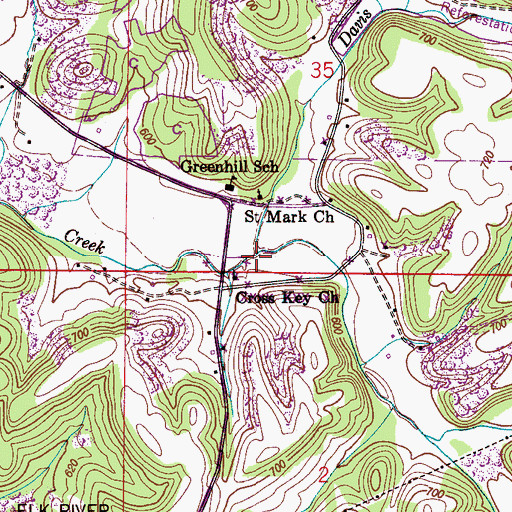Topographic Map of Davis Branch, AL