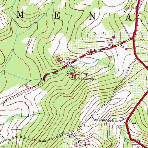 Topographic Map of Camp Nawakwa, PA