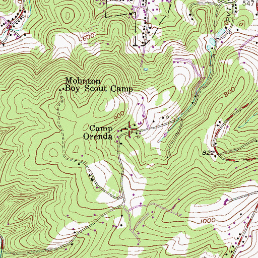 Topographic Map of Camp Orenda, PA