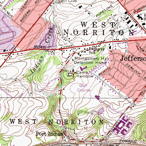 Topographic Map of Camp Rainbow, PA