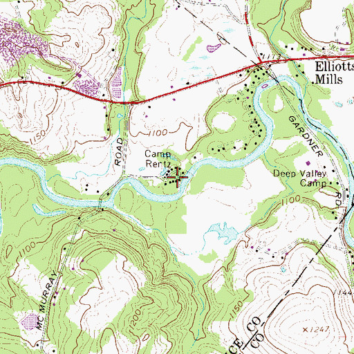 Topographic Map of Camp Rentz, PA