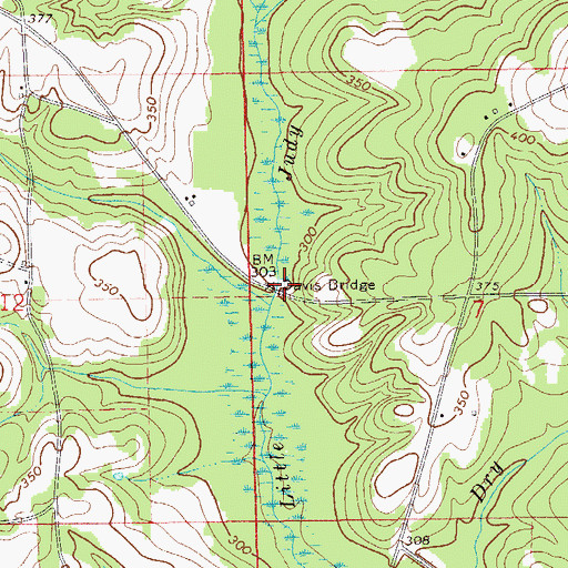 Topographic Map of Davis Bridge, AL