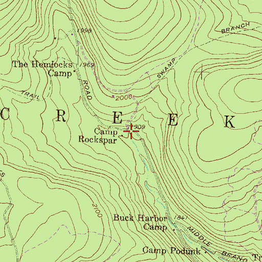 Topographic Map of Camp Rockspar, PA