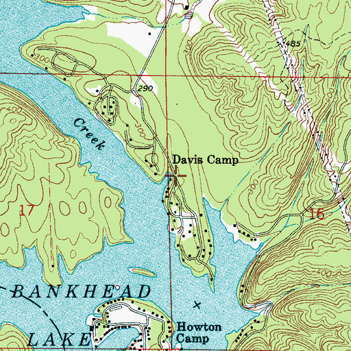Topographic Map of Davis Camp, AL