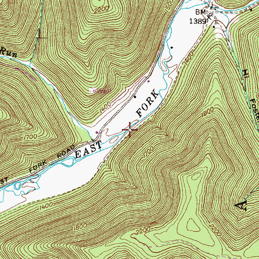 Topographic Map of Camp Run, PA